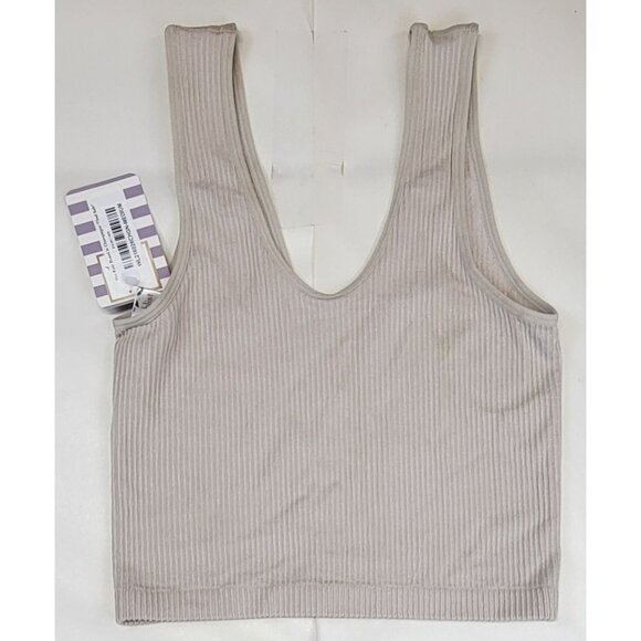 Wishlist Bralette Brami In Champagne Ribbed Knit Crop Tank Top Womens Med NEW - Picture 3 of 8